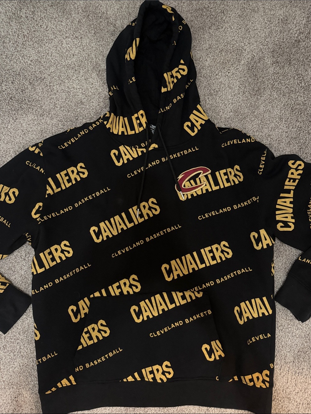 NWOT Cavaliers Black & Gold All-Over Logo Hoodie perfect condition